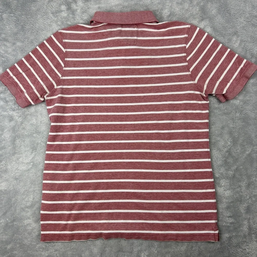 Banana Republic‎ Polo Shirt Mens Large Red White Striped Short Sleeve Cotton